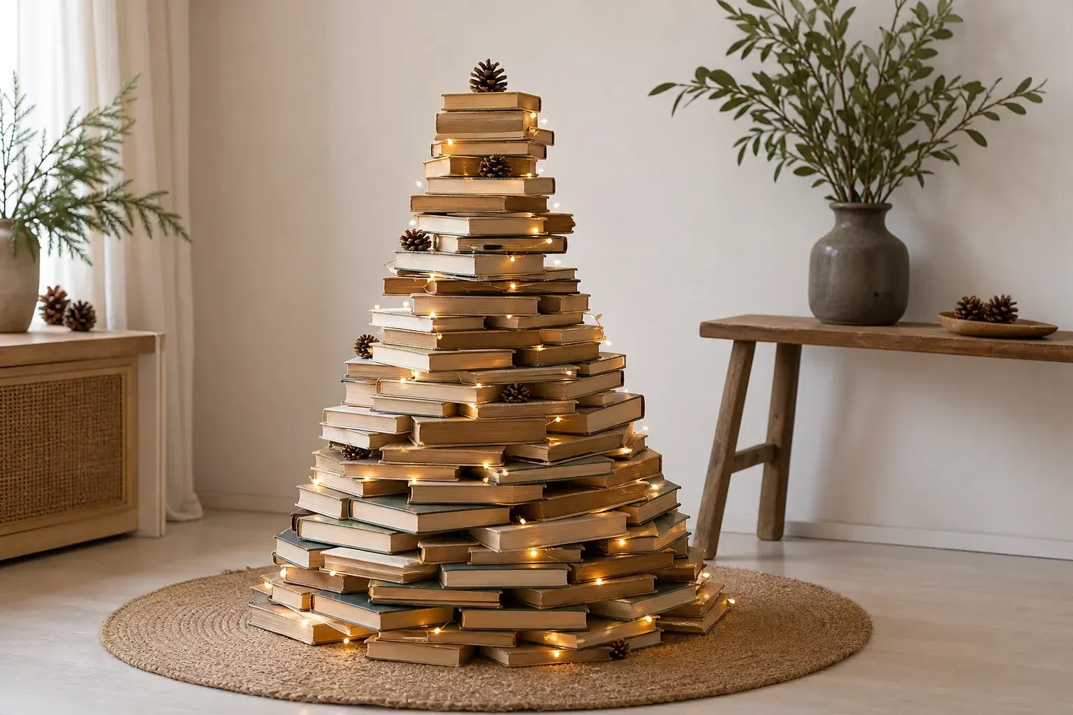 4. Bücher-Weihnachtsbaum: Upcycling für Leseratten