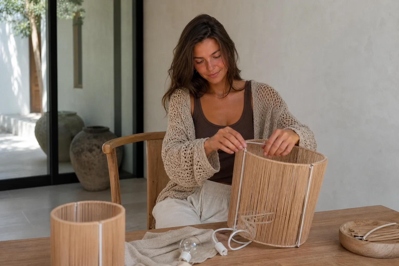 DIY Lampe selber machen aus Naturmaterialien mit fertigem Kabelset